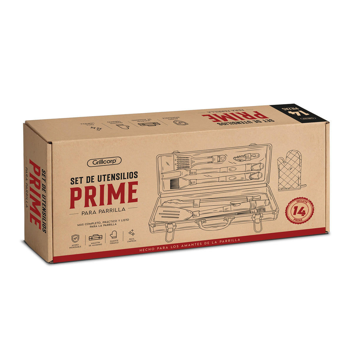 Set de Utensilios Prime de 14 piezas para parrilla | Grillcorp