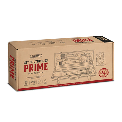 Set de Utensilios Prime de 14 piezas para parrilla | Grillcorp