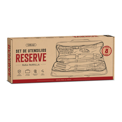 Set de Utensilios Reserve de 8 piezas para parrilla | Grillcorp