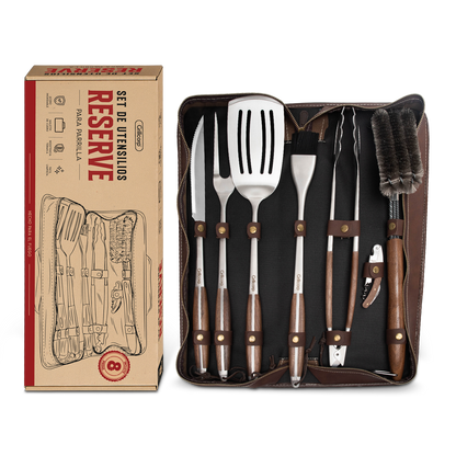 Set de Utensilios Reserve de 8 piezas para parrilla | Grillcorp