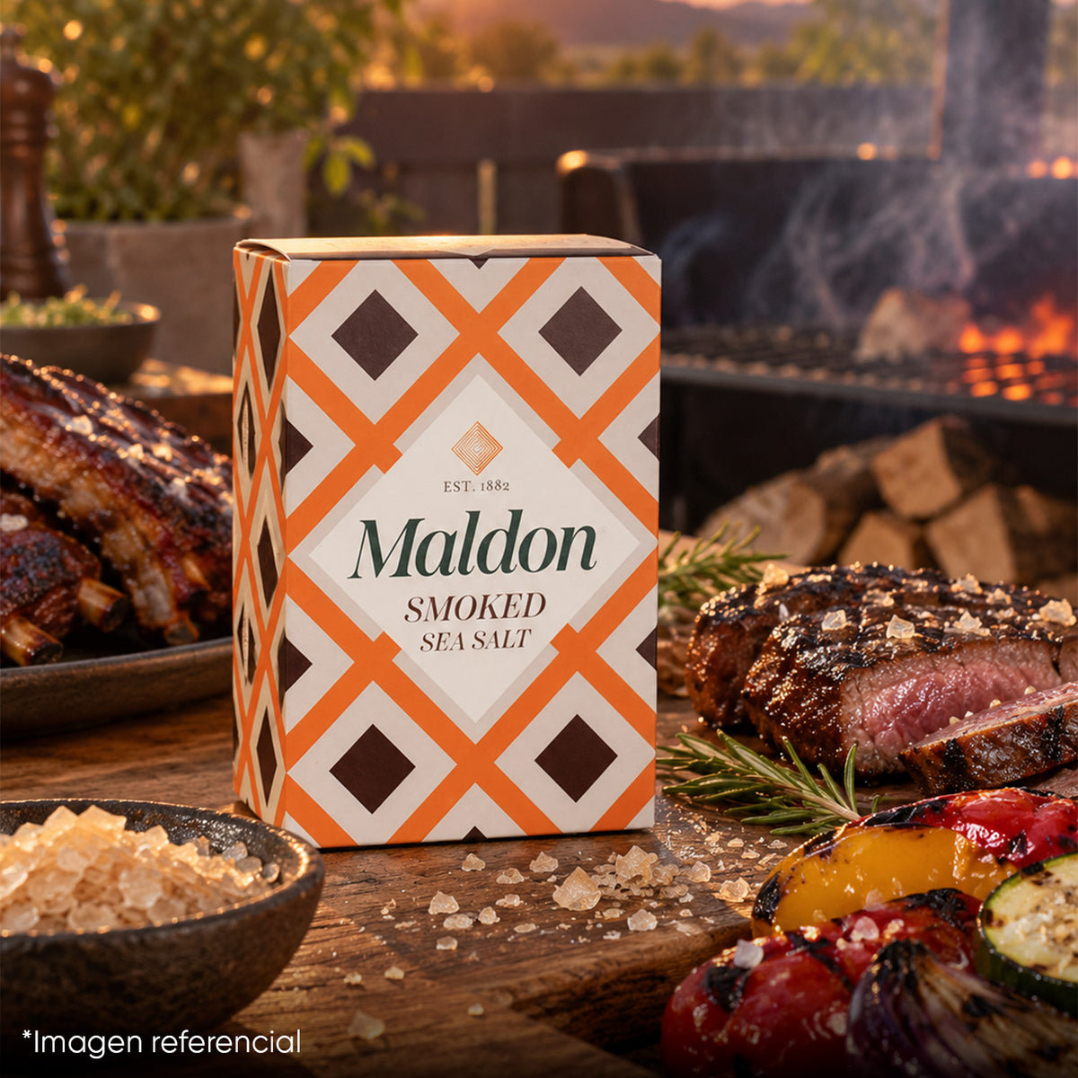 Sal Maldon Ahumada en Escamas 125g | Sazonador Gourmet para Parrillas