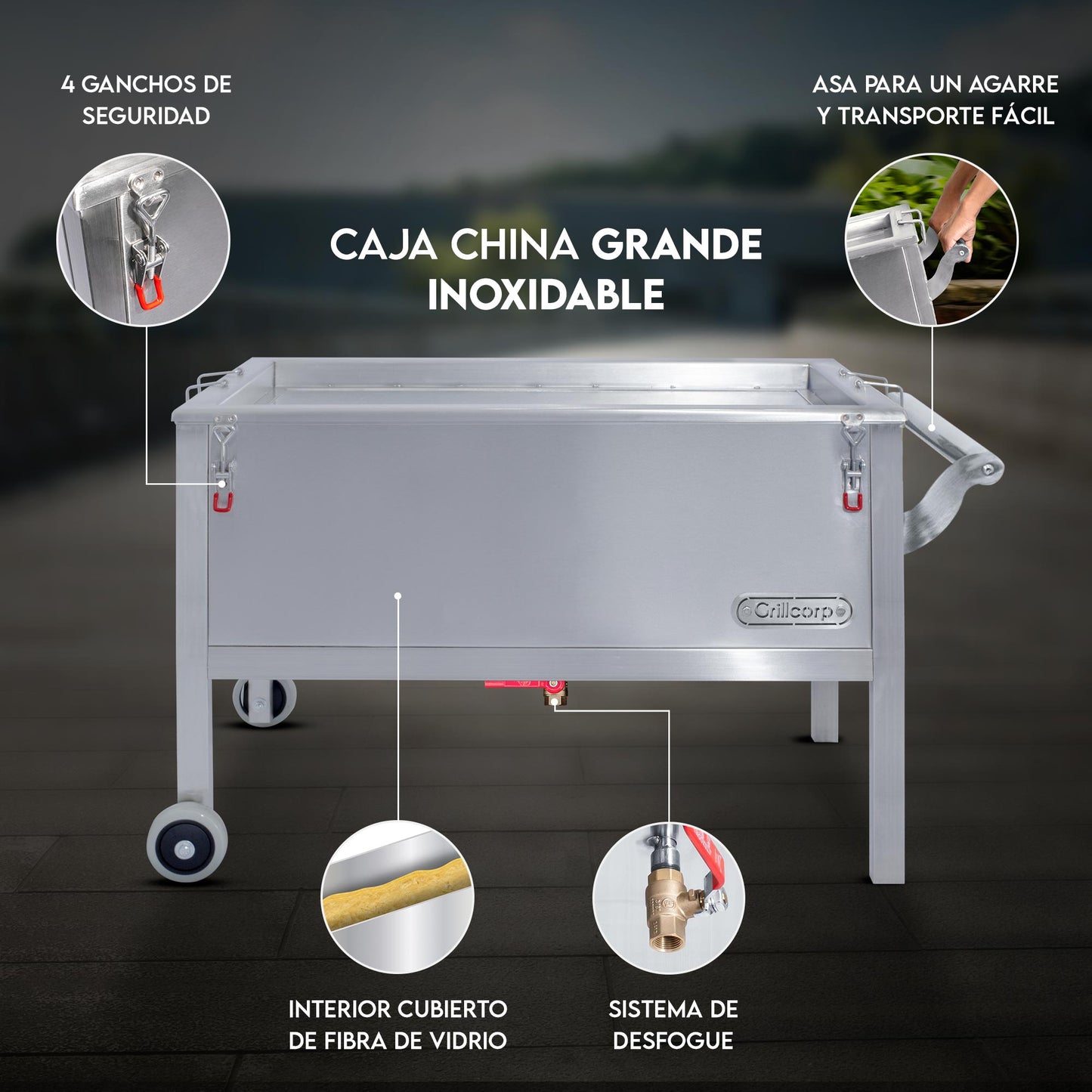 Caja China Grande de Acero Inoxidable