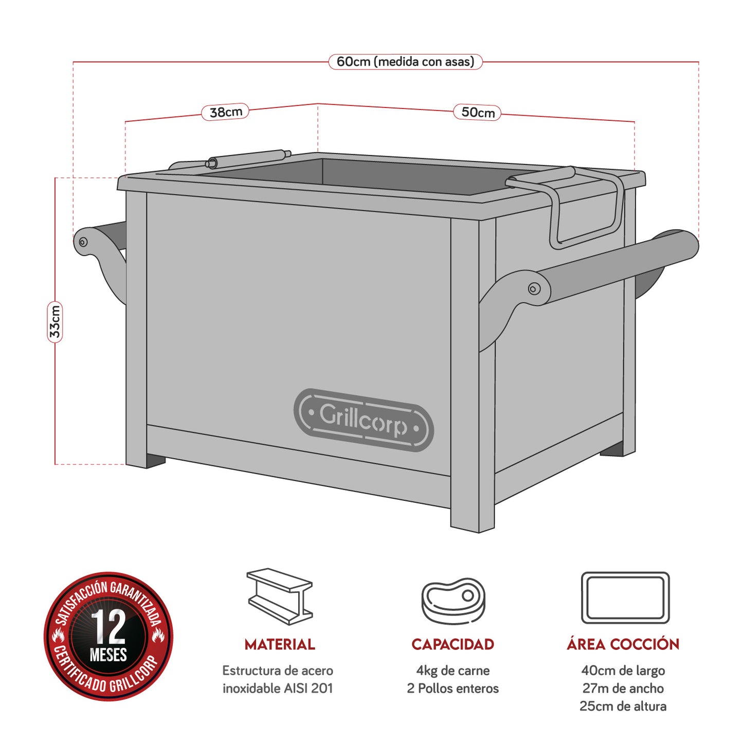 Caja China Chica de Acero Inoxidable Portátil | Grillcorp