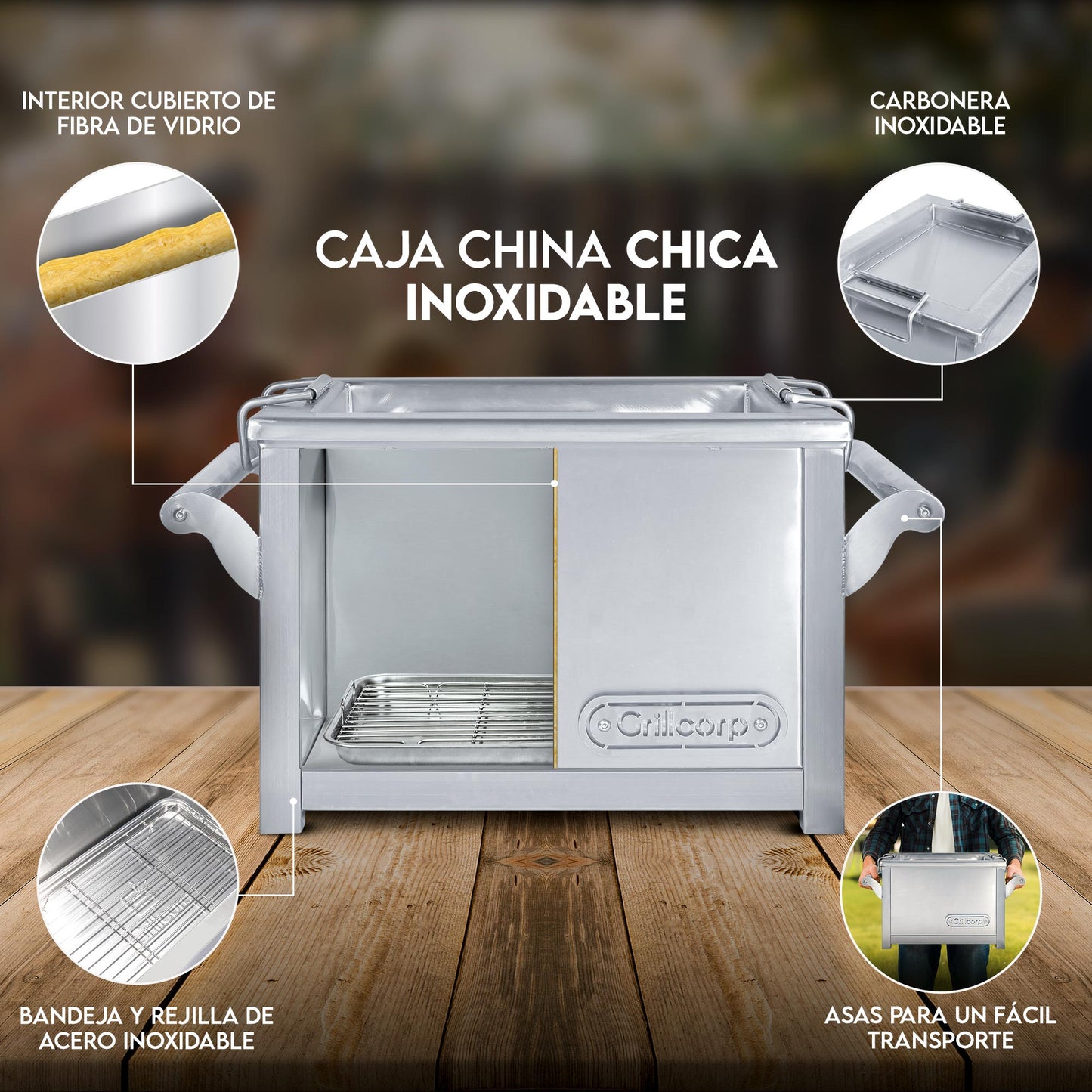 Caja China Chica de Acero Inoxidable Portátil | Grillcorp