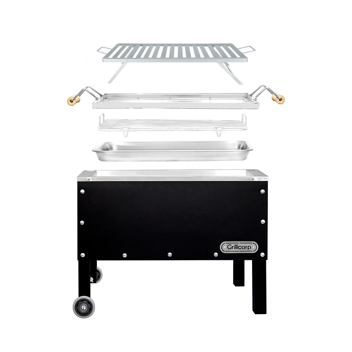 Caja China Mediana Black Inoxidable con Parrilla de Platinas Niqueladas | Grillcorp