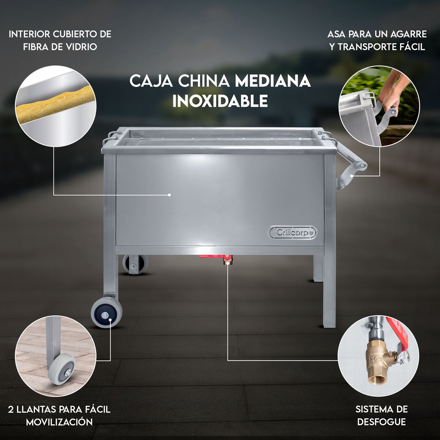 Caja China Mediana de Acero Inoxidable