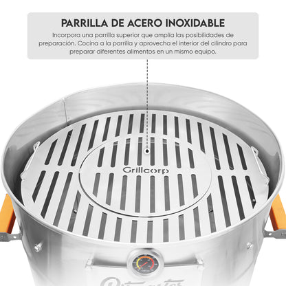 Cilindro Ahumador Chico de Acero Inoxidable AISI 304 (38cm x 70cm) | Grillcorp