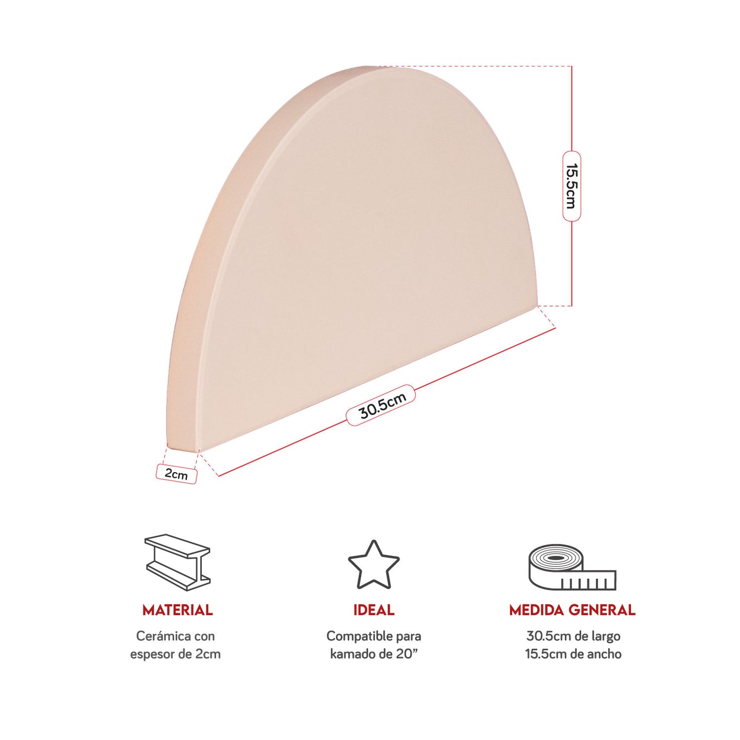 Deflactor de media luna para kamado