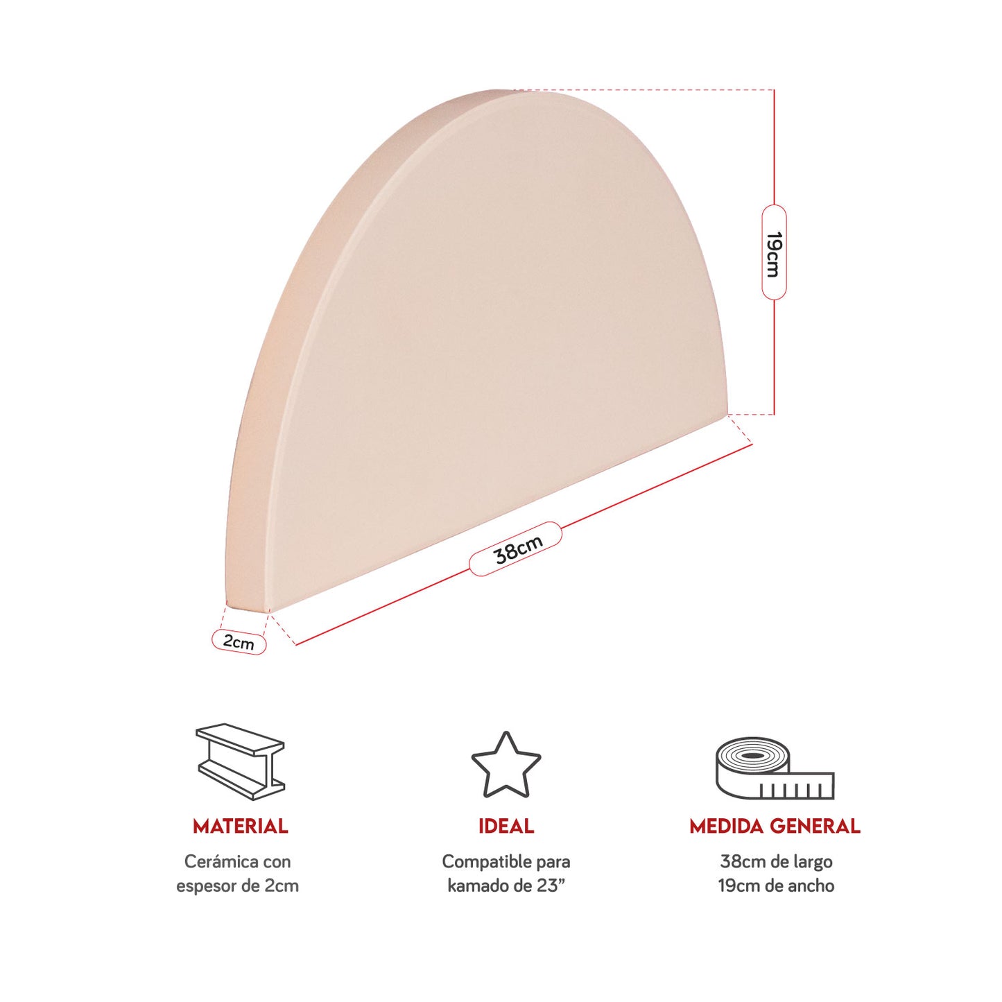 Deflactor de media luna para kamado