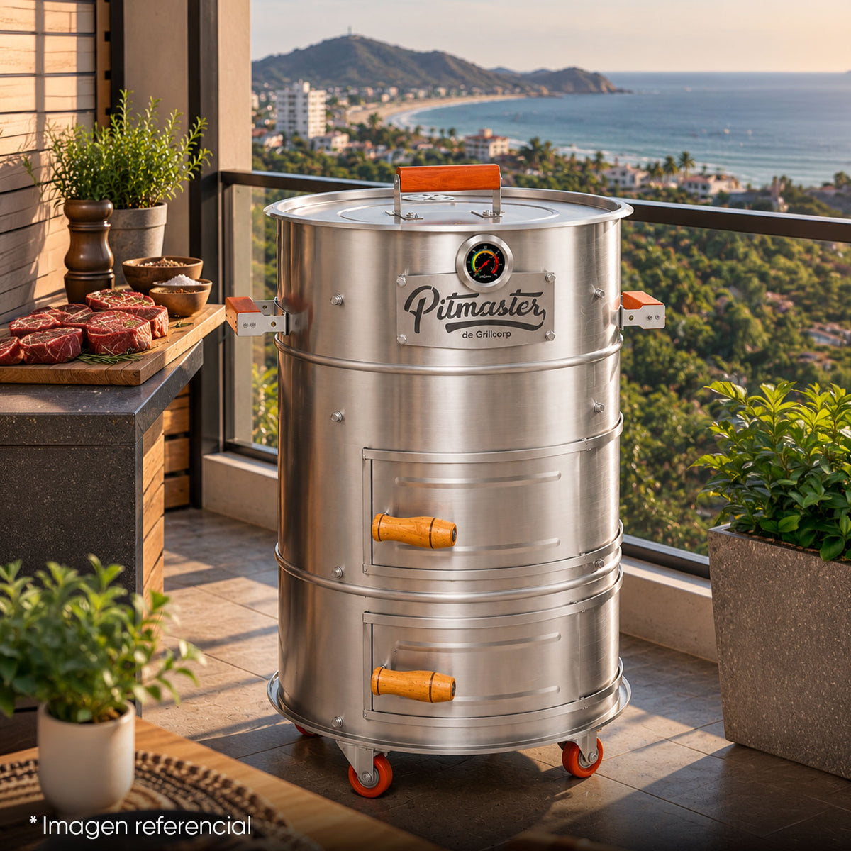 Cilindro Ahumador Mediano de Acero Inoxidable AISI 304 (46cm x 80cm) | Grillcorp