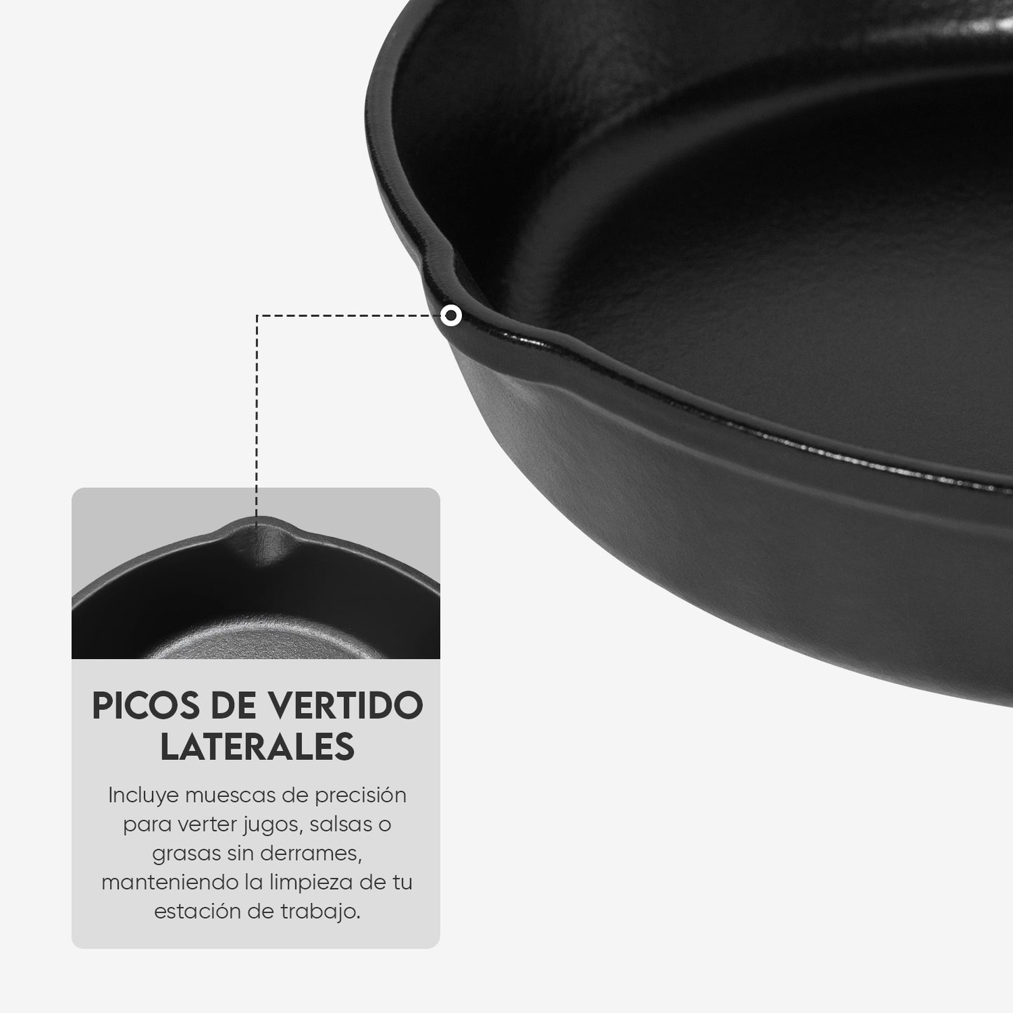 Sartén N° 20 de Hierro Fundido Esmaltado con Tapa de Vidrio y Mango de goma | Grillcorp