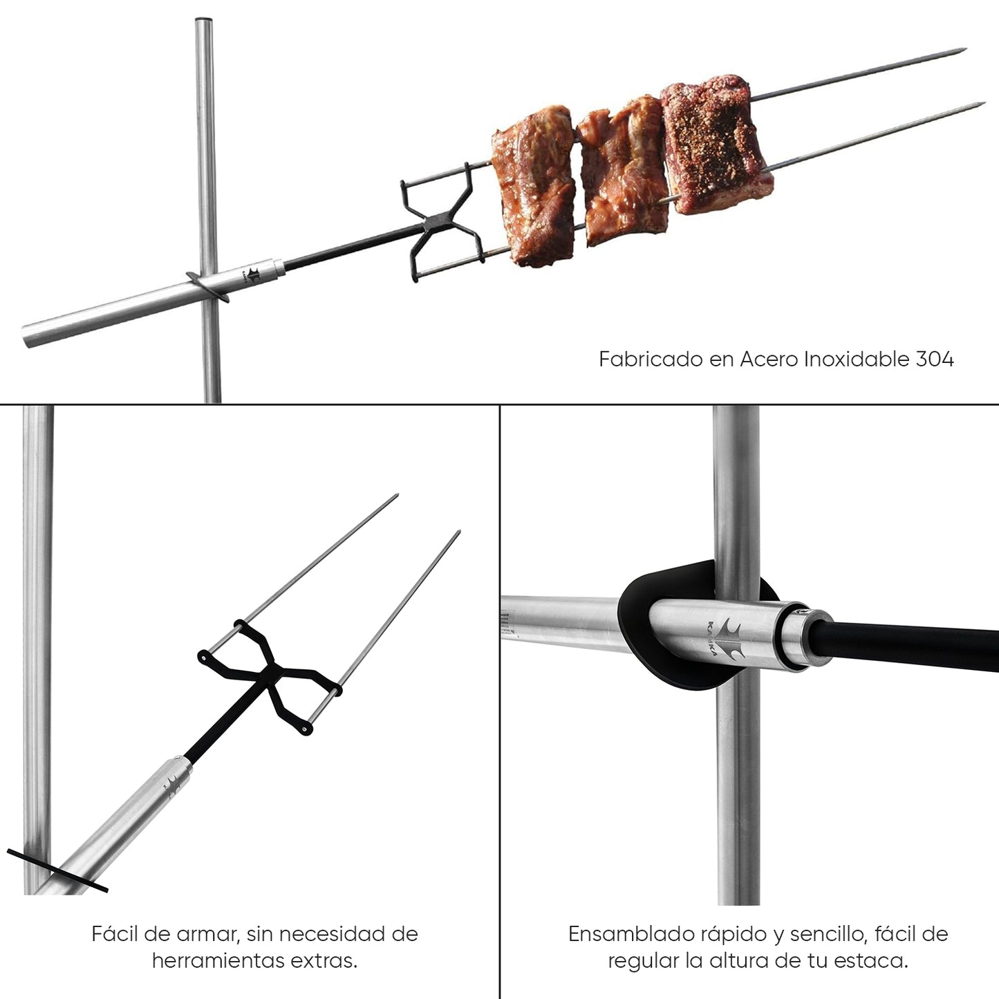Parrilla asadora Portátil Kanka Acero inoxidable con Rejilla para Asados