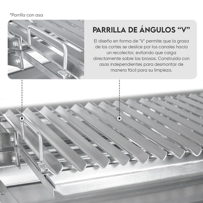 Parrilla Empotrable con Tapa y Caja China PREMIUM 80cm x 50cm | Grillcorp
