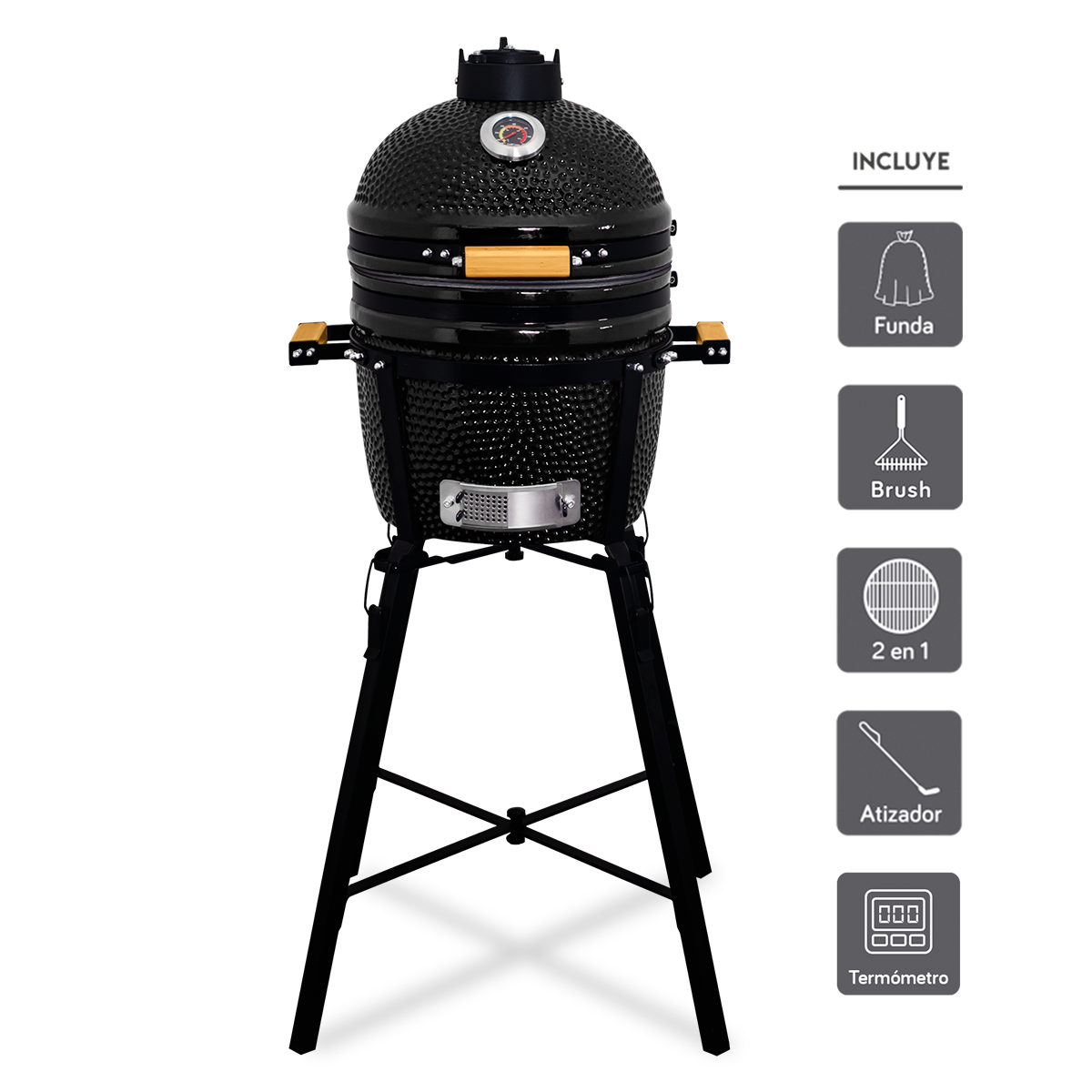 Kamado Clásico 15" + Divide and conquer de 2 niveles + Termómetro TP17