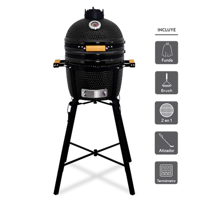 Kamado Clásico 15" + Divide and conquer de 2 niveles + Termómetro TP17