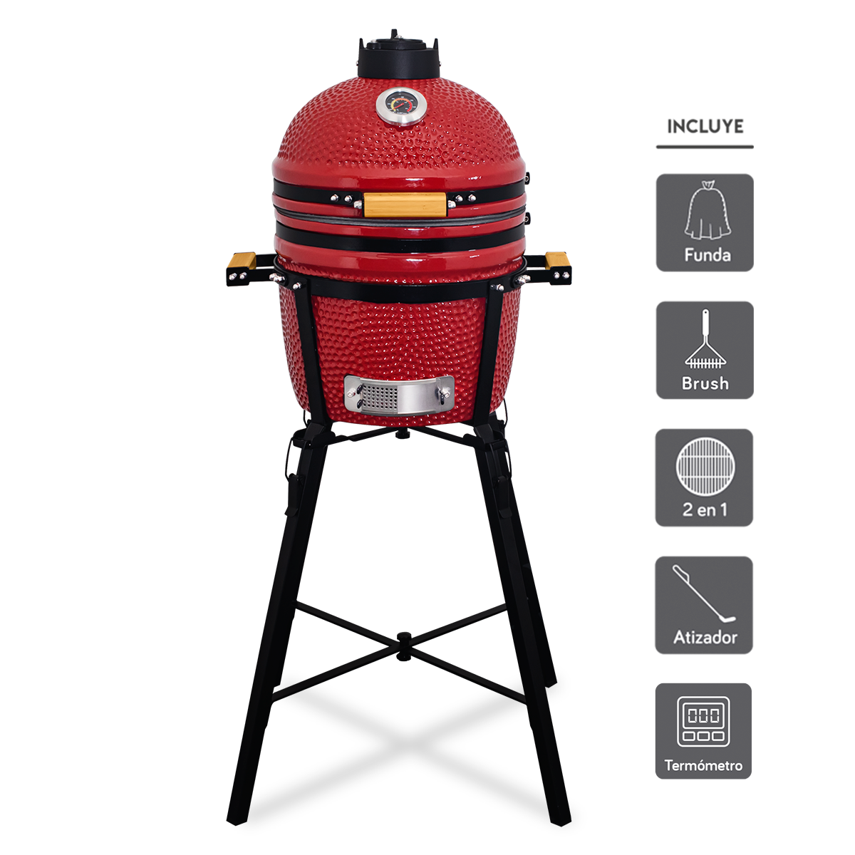 Kamado Clásico 15" + Divide and conquer de 2 niveles + Termómetro TP17