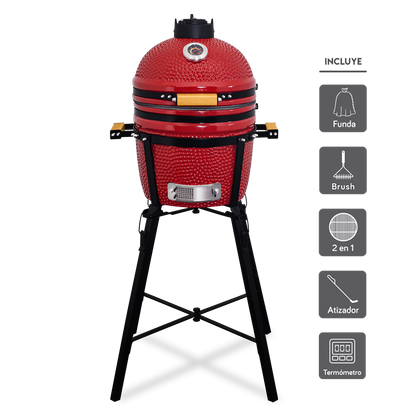 Kamado Clásico 15" + Divide and conquer de 2 niveles + Termómetro TP17