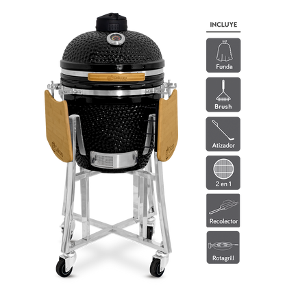 Kamado Clásico 18" + Divide and conquer 2 niveles + Rotagrill