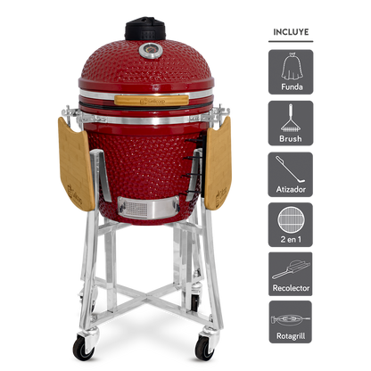 Kamado Clásico 18" + Divide and conquer 2 niveles + Rotagrill