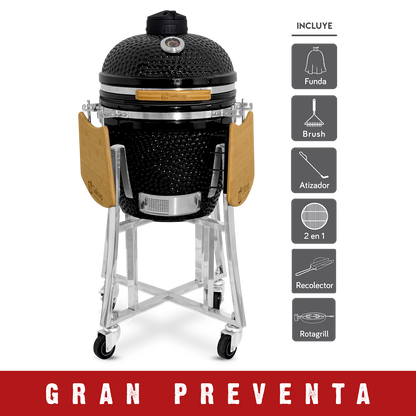 Kamado Clásico 18" + Divide and conquer 2 niveles + Rotagrill