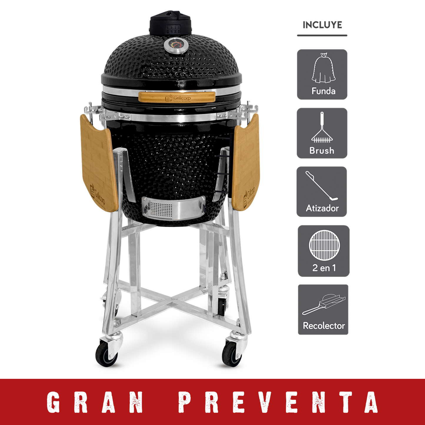 Kamado Clásico 18" + Divide and conquer 2 niveles