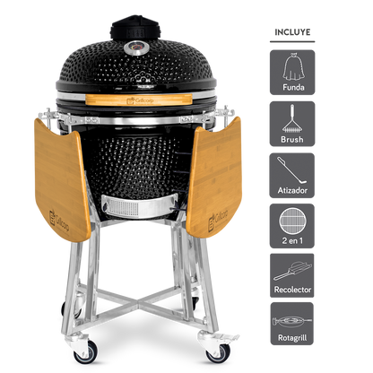 Kamado Clásico 20" + Rotagrill + Divide and conquer de 2 niveles