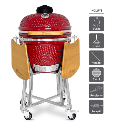 Kamado Clásico 20" + Rotagrill + Divide and conquer de 2 niveles