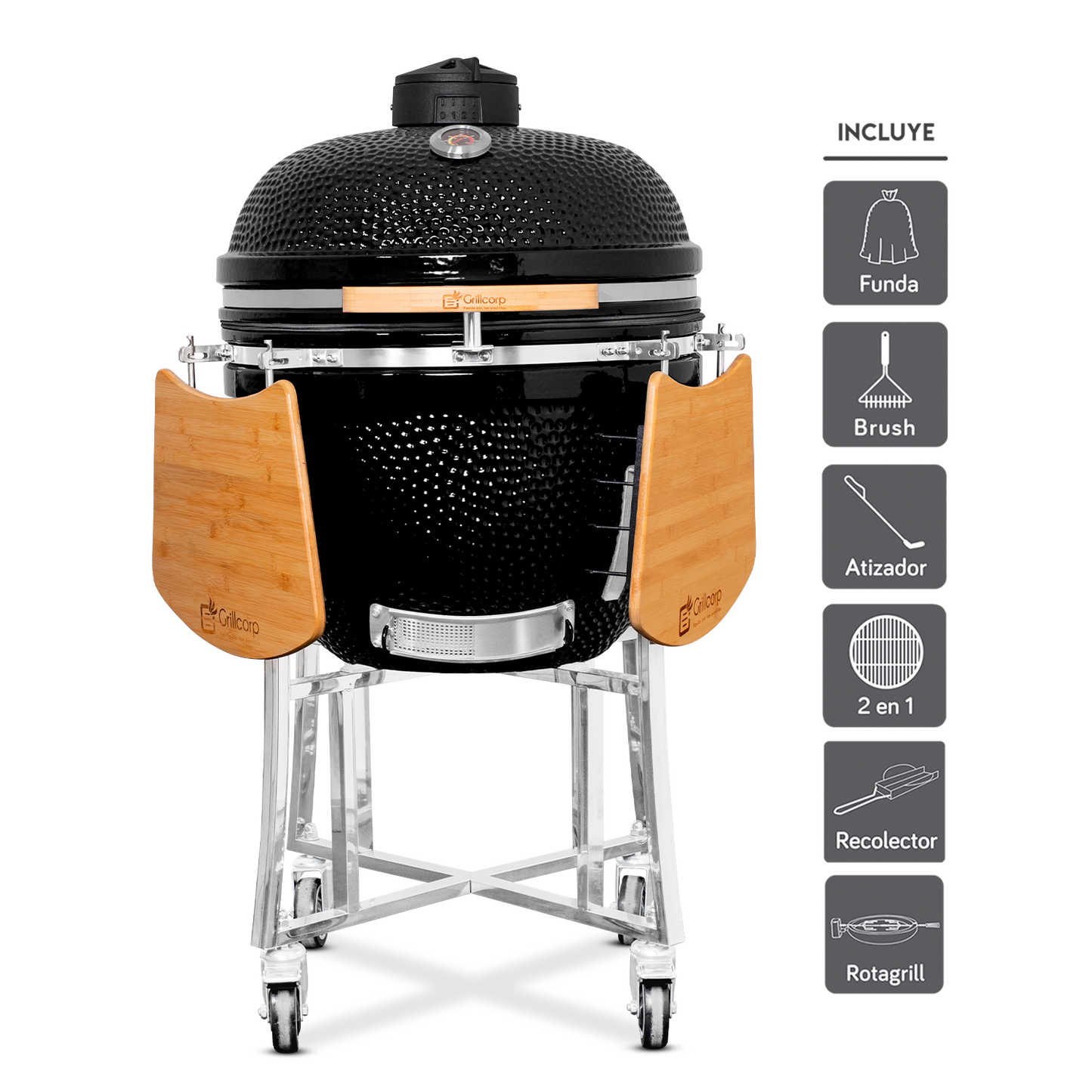 Kamado Clásico 25" + Rotagrill + Divide and conquer de 2 niveles