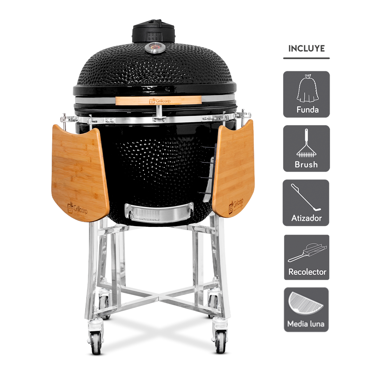 Kamado Clásico 25" con plancha media luna