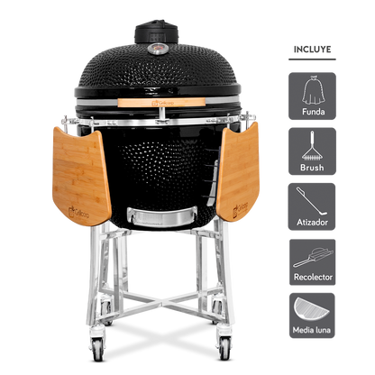 Kamado Clásico 25" con plancha media luna