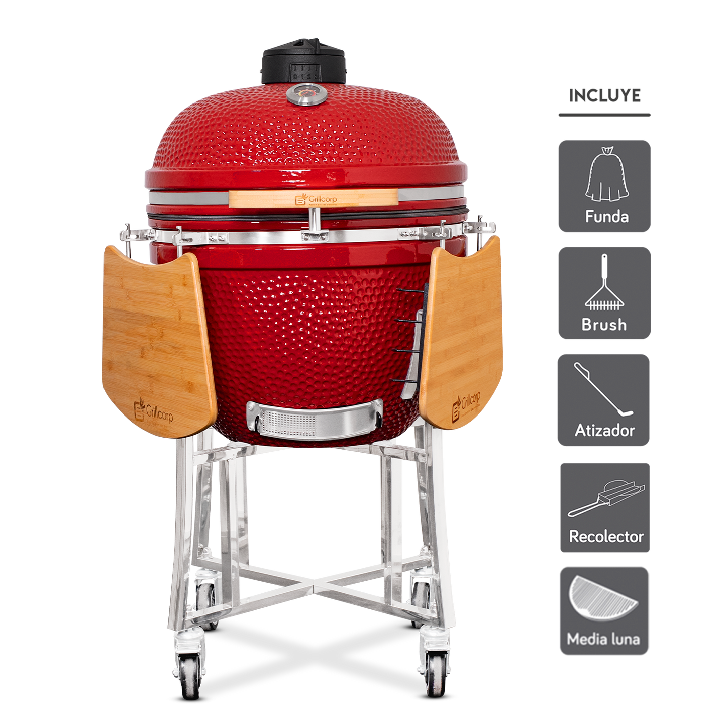Kamado Clásico 25" con plancha media luna