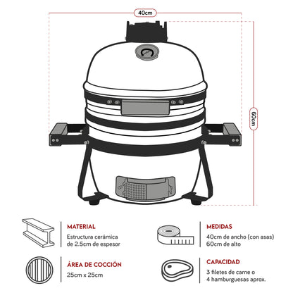 Kamado Clásico 13" Rojo | Grillcorp