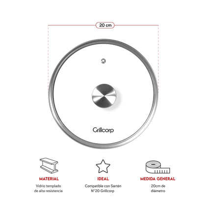 Tapa de Vidrio para Sartén Redondo | Grillcorp
