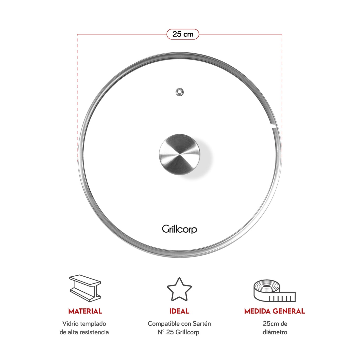 Tapa de Vidrio para Sartén Redondo | Grillcorp