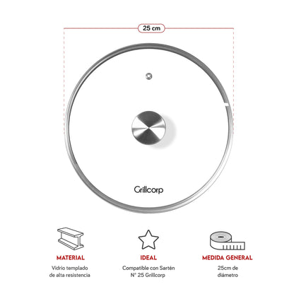 Tapa de Vidrio para Sartén Redondo | Grillcorp
