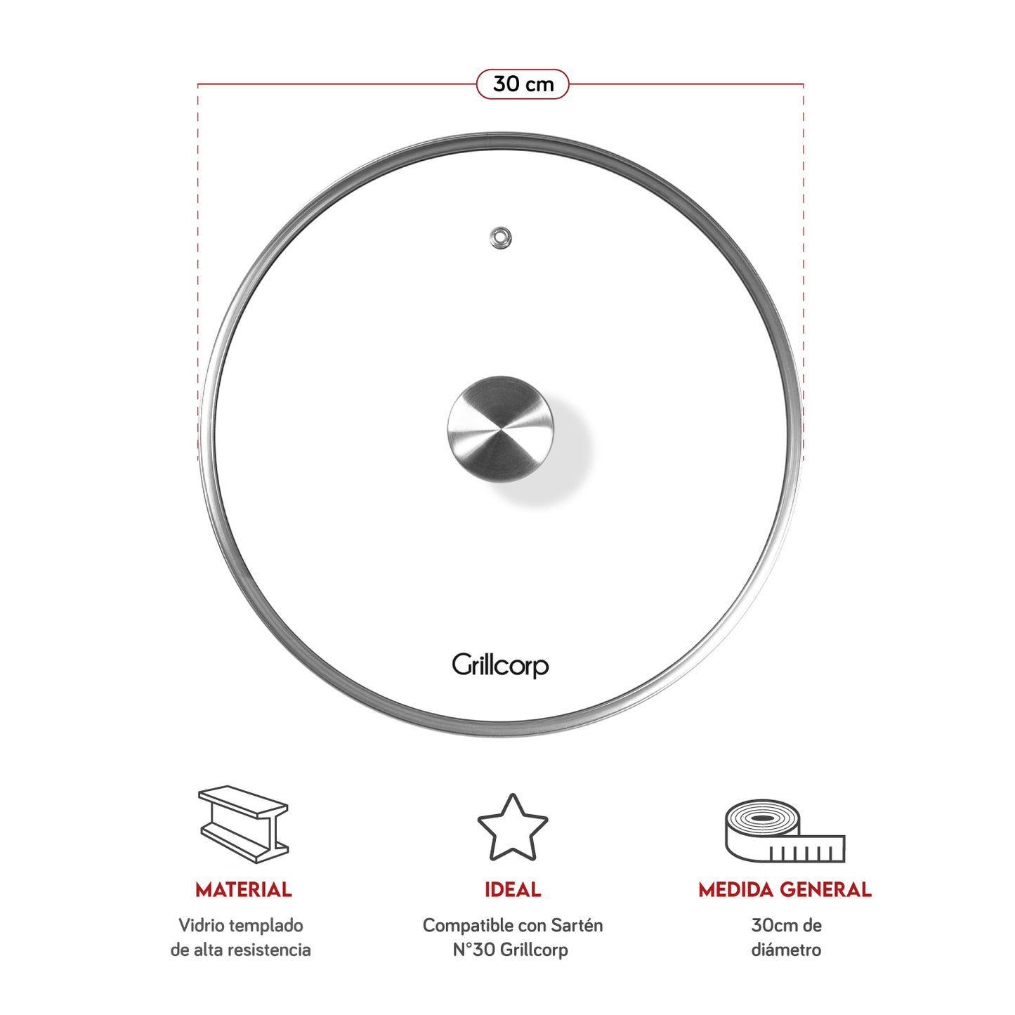 Tapa de Vidrio para Sartén Redondo | Grillcorp