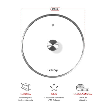 Tapa de Vidrio para Sartén Redondo | Grillcorp