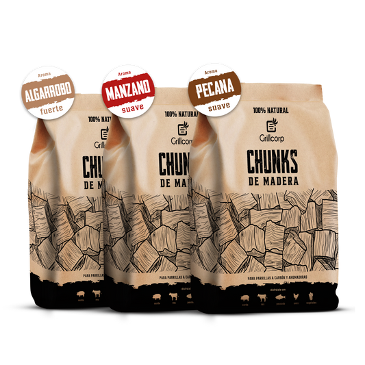 Pack de Chunks de Algarrobo, Pecana y Manzano de 1.5kg