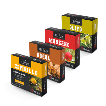 Pack de Astillas de Manzano, Olivo, Espinillo y Nogal de 140g