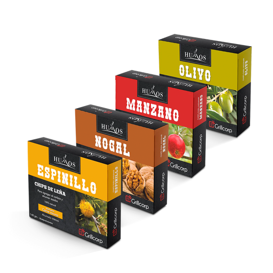 Pack de Astillas de Manzano, Olivo, Espinillo y Nogal de 140g