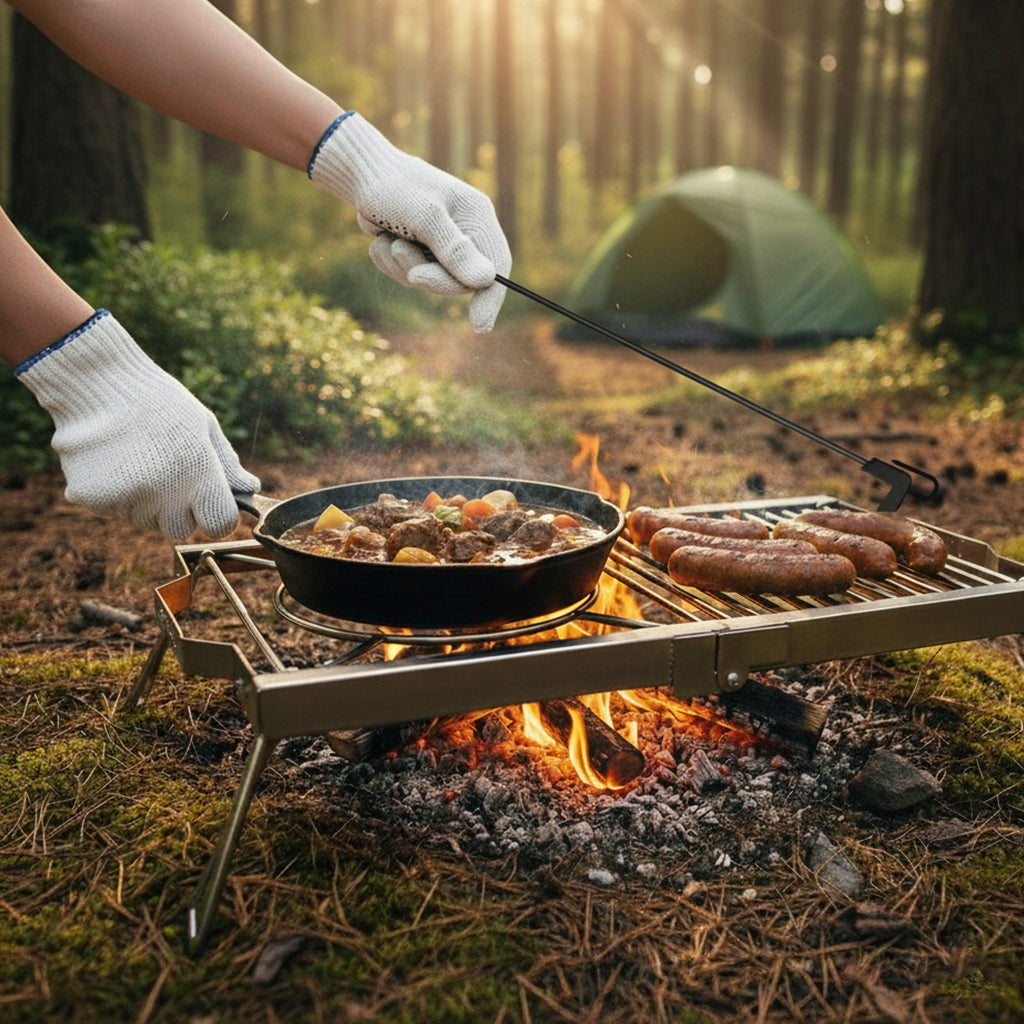 Set de Camping Parrillero Inoxidable x 4 piezas