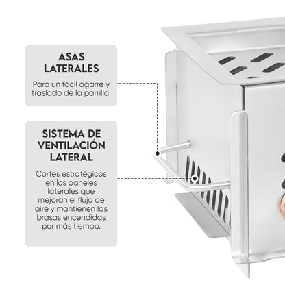 Parrilla Desmontable de Camping Inoxidable