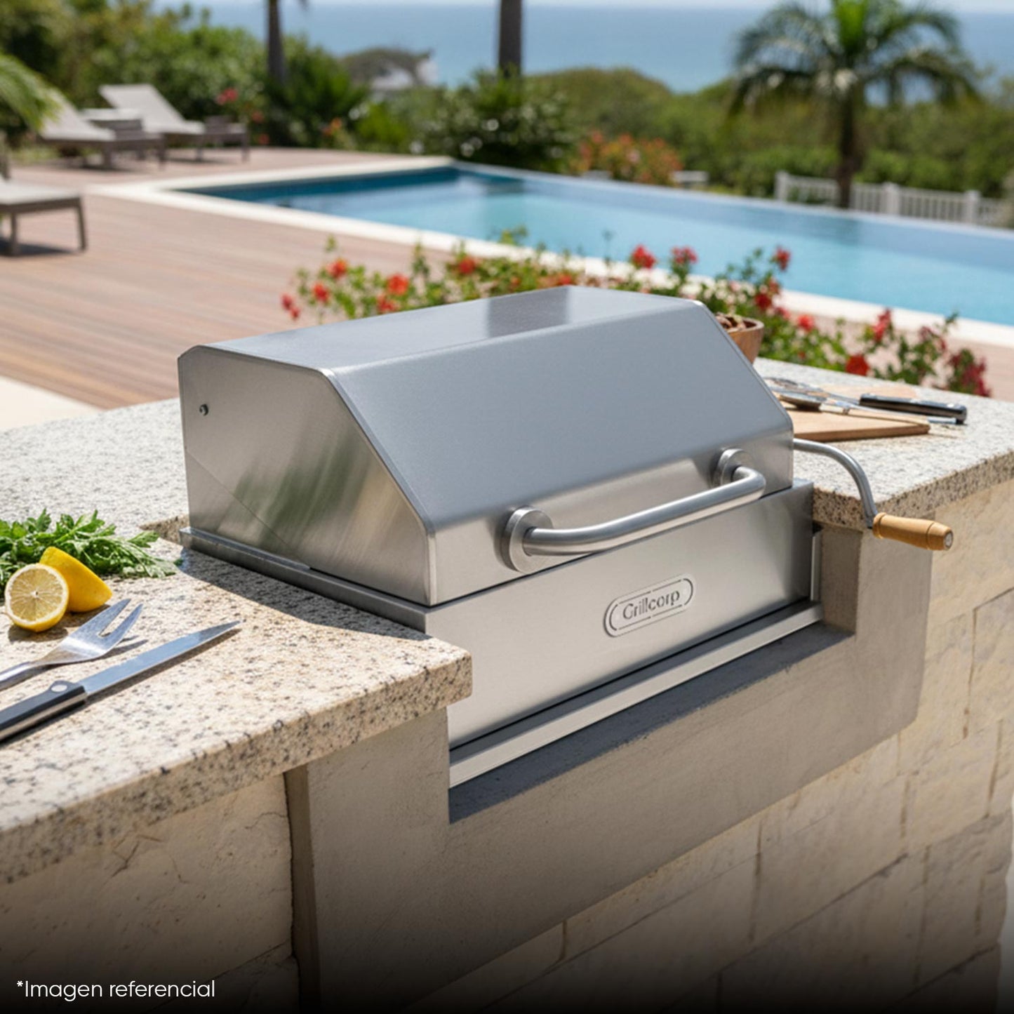 Parrilla Argentina con tapa Mediana Empotrable Inoxidable 70cm x 45cm | Grillcorp