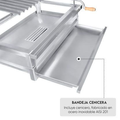 Parrilla Empotrable con sistema de levante Inoxidable Mediana 35cm x 59cm