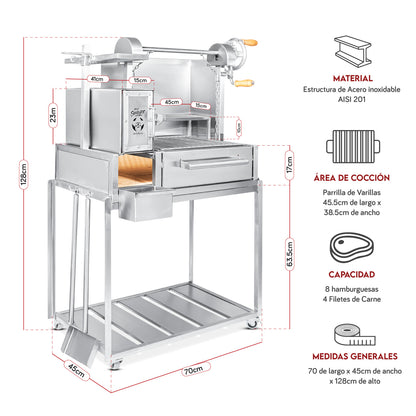 Parrilla Uruguaya Chica de Acero Inoxidable
