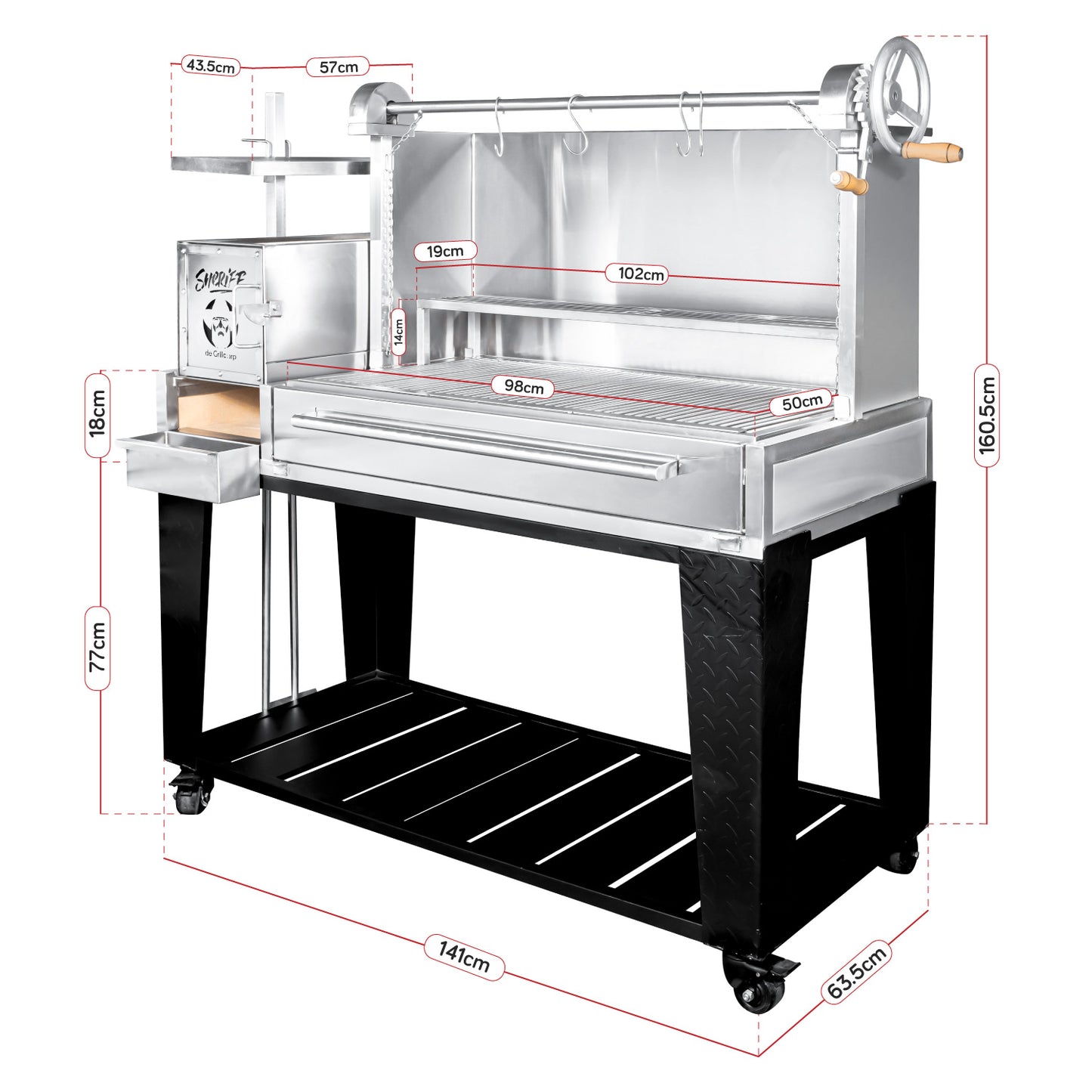 Parrilla Uruguaya Grande 143x165x65