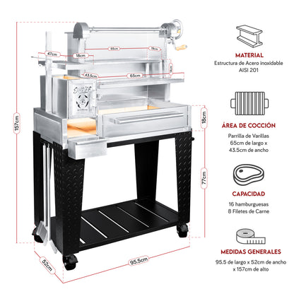 Parrilla Uruguaya Mediana 98x156x52