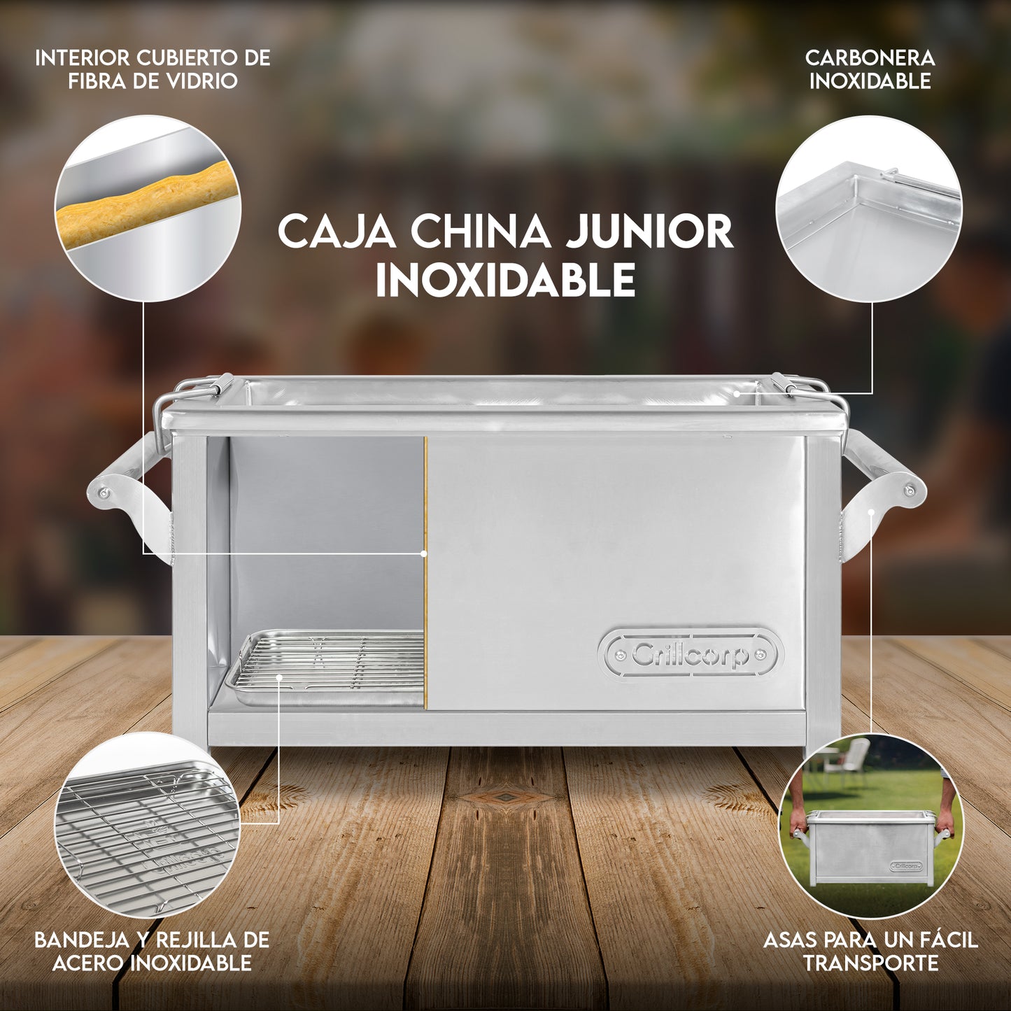 Caja China Junior de Acero Inoxidable Portátil | Grillcorp