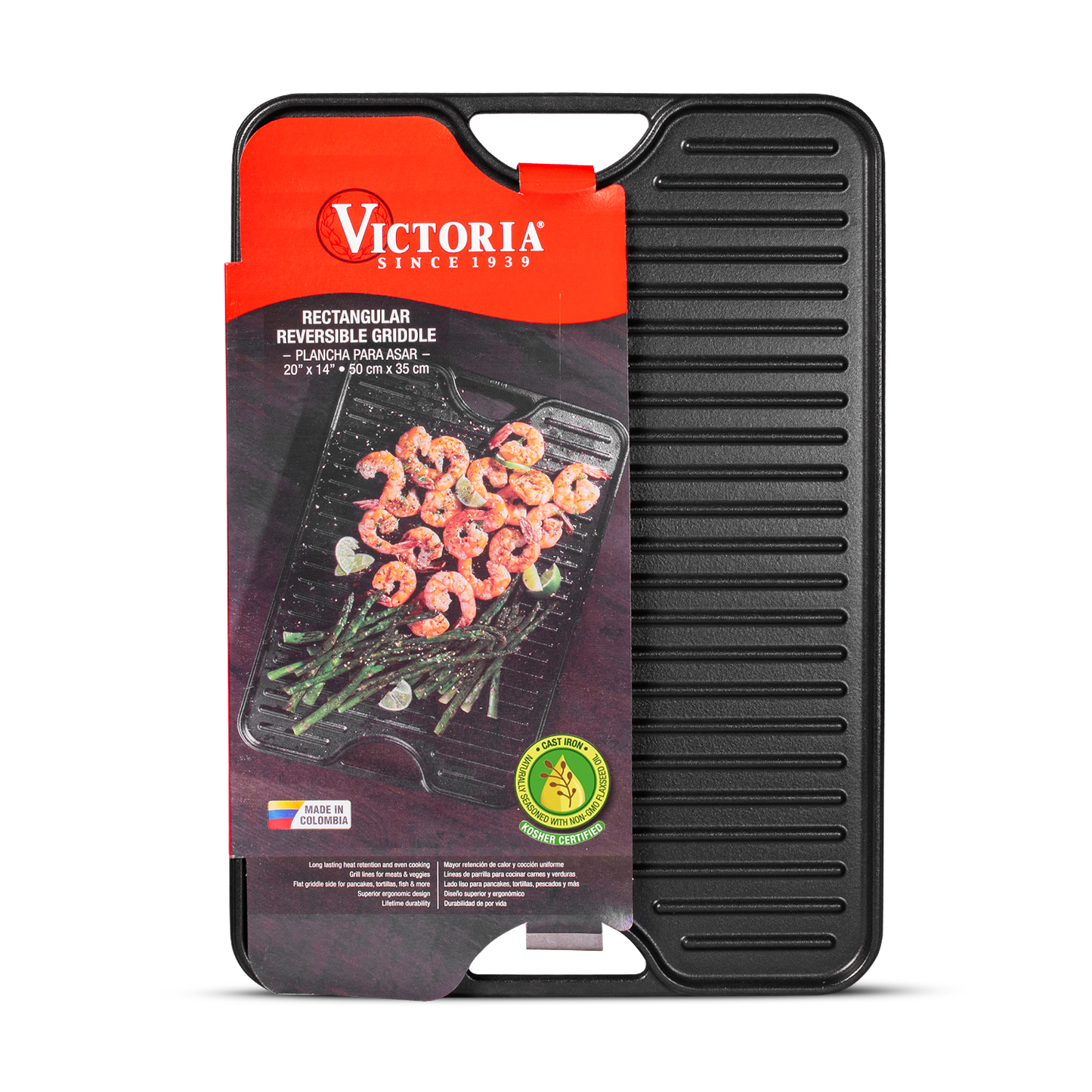 Plancha Grande 35cm x 50cm de Hierro Fundido Esmaltado - Victoria