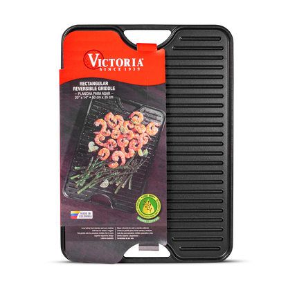 Plancha Grande 35cm x 50cm de Hierro Fundido Esmaltado - Victoria